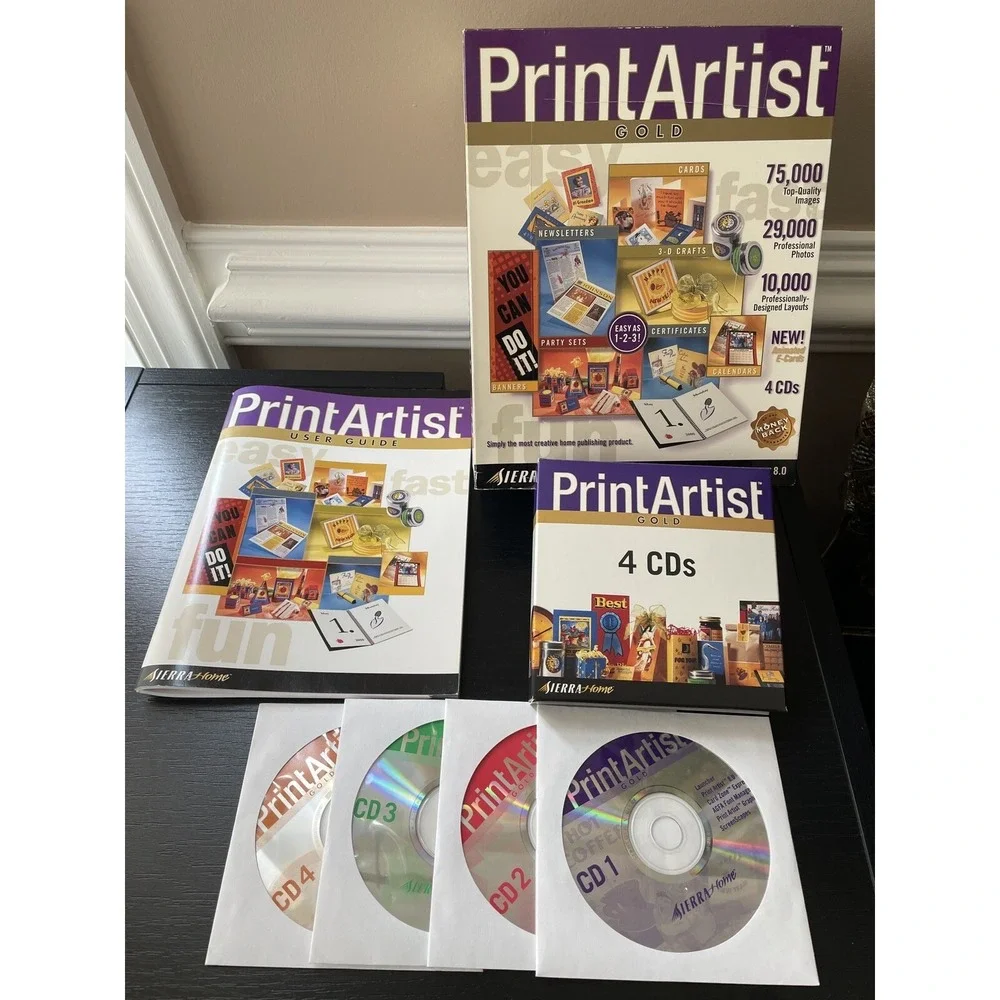 Print Artist Gold computer set Version 8.0 Sierra Home 1999 PC
